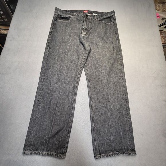 Sean John Jeans Mens 38x30 Black Hamilton Straight Leg Distressed Denim - Picture 1 of 10